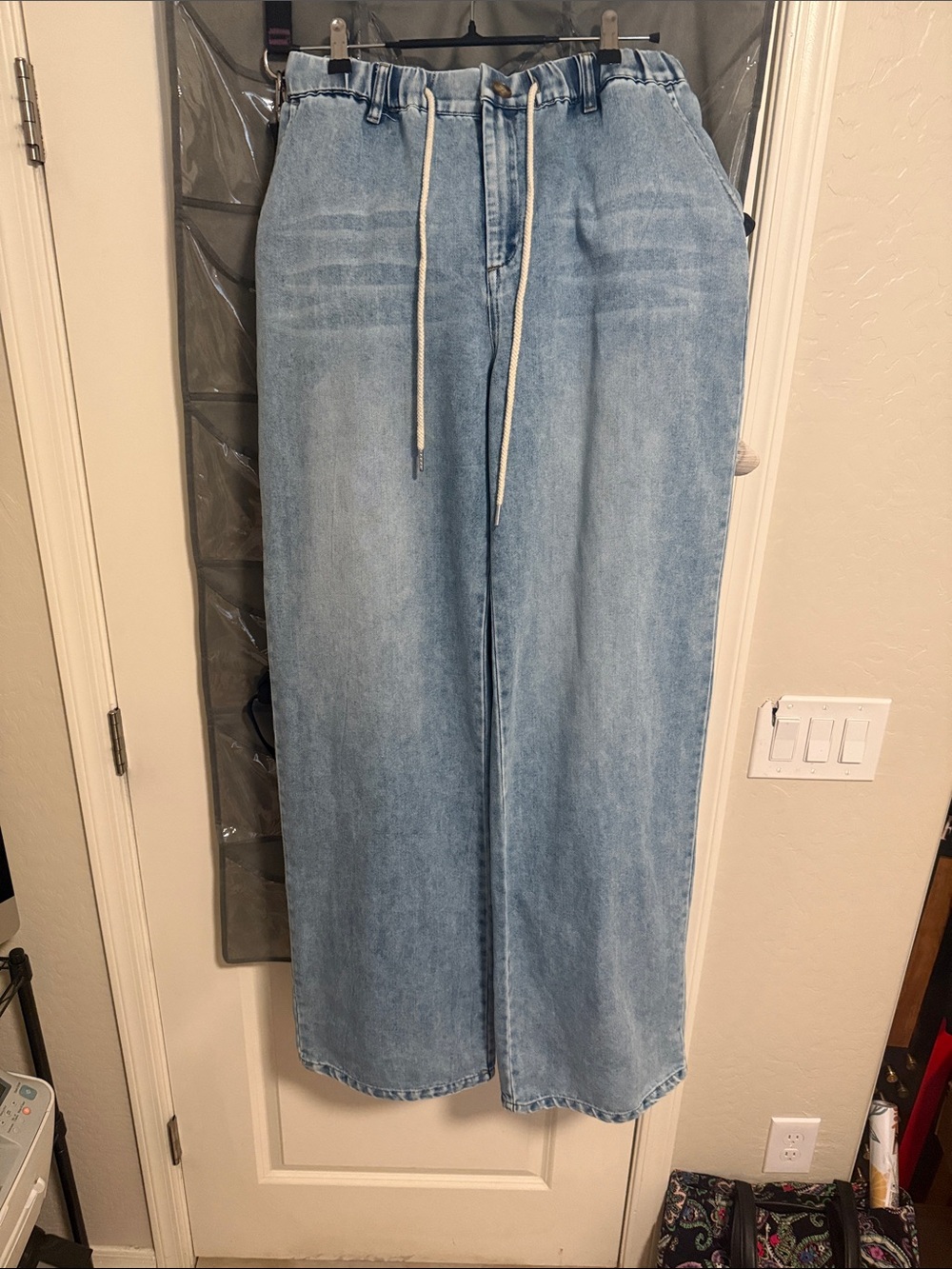 Amalli Talli Lennon Light Wash Drawstring Wide Leg Denim